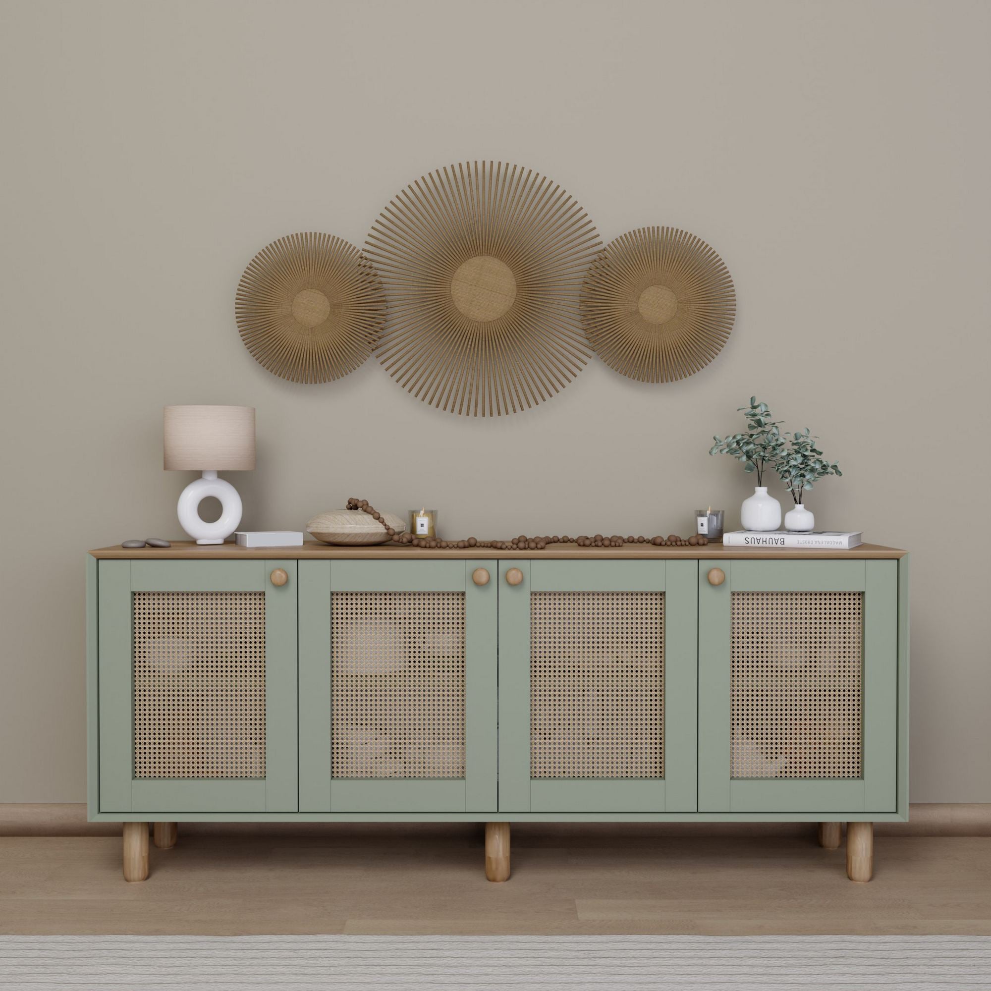 Aparador – 180 cm x 75 cm x 40 cm – Verde – Aglomerado revestido de melamina