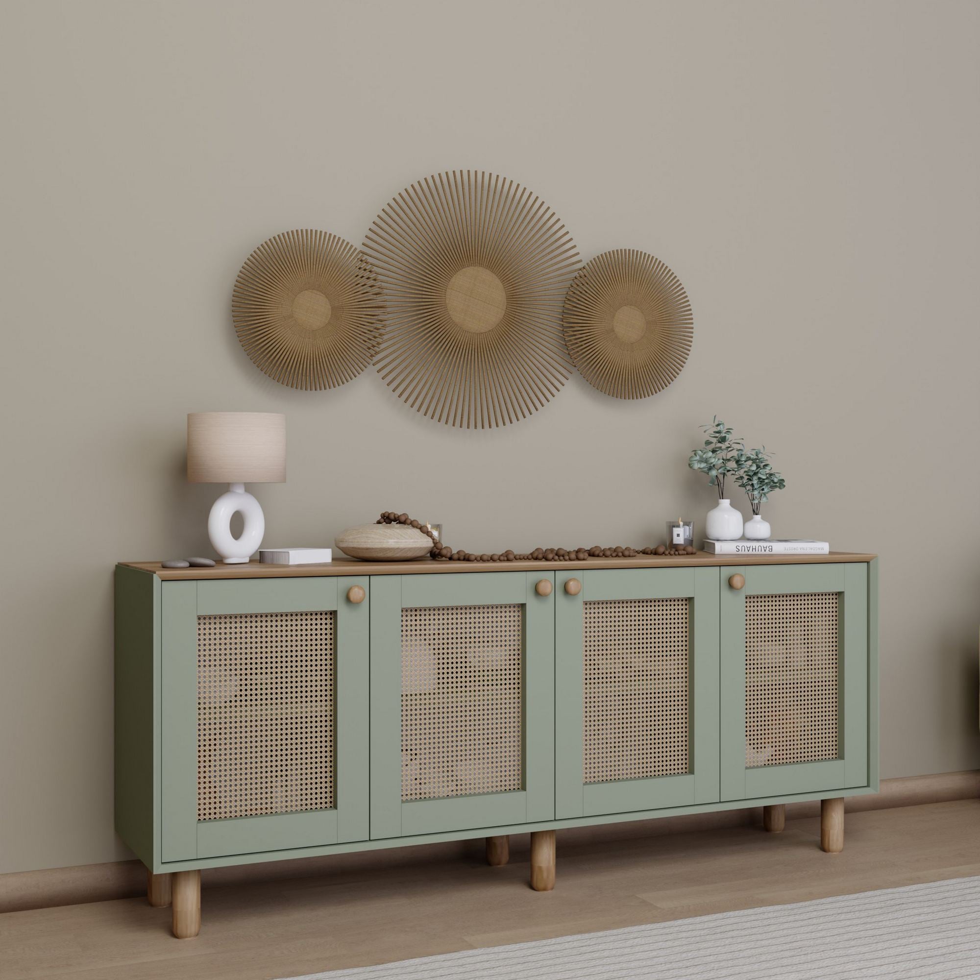 Aparador – 180 cm x 75 cm x 40 cm – Verde – Aglomerado revestido de melamina