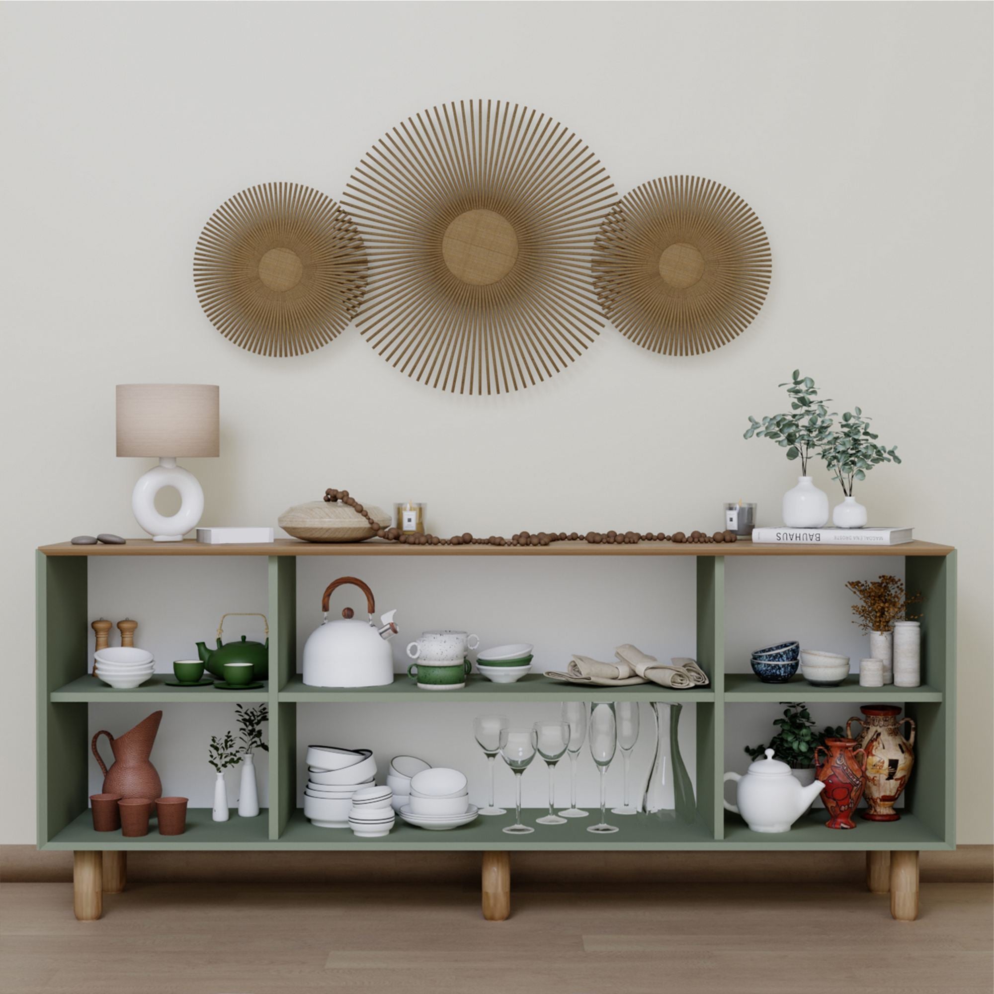 Aparador – 180 cm x 75 cm x 40 cm – Verde – Aglomerado revestido de melamina