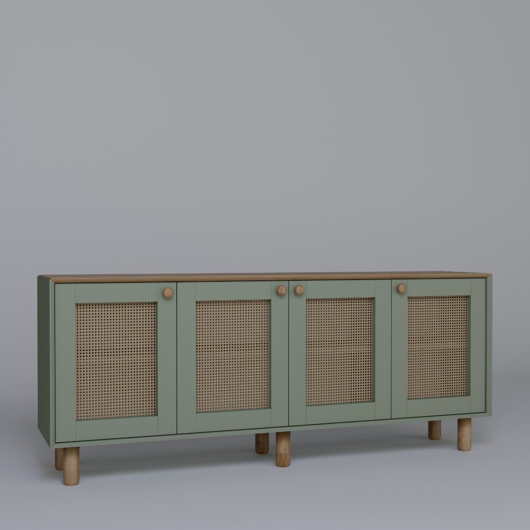 Aparador – 180 cm x 75 cm x 40 cm – Verde – Aglomerado revestido de melamina