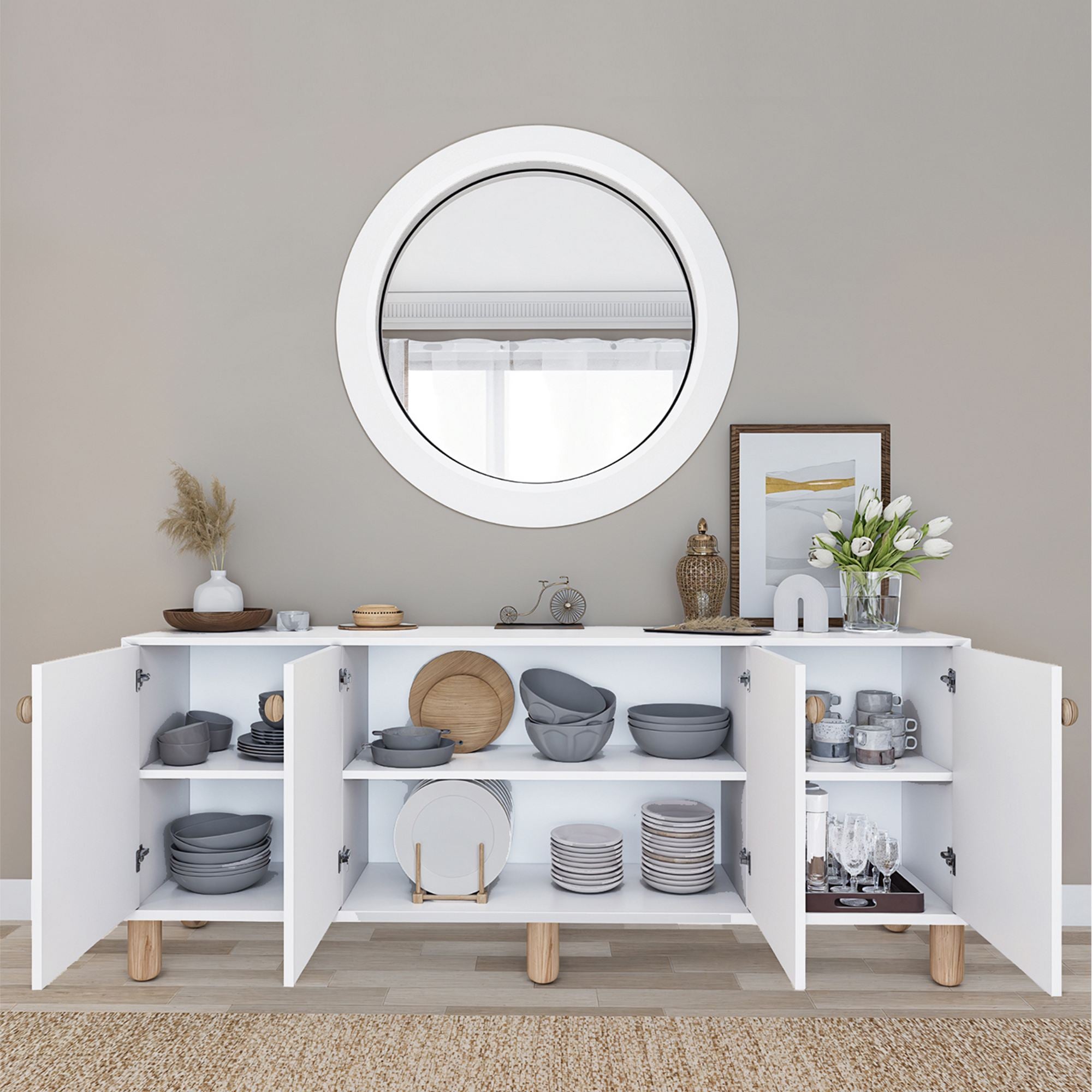 Aparador – 180 cm x 75 cm x 40 cm – Branco – 100% painel de partículas