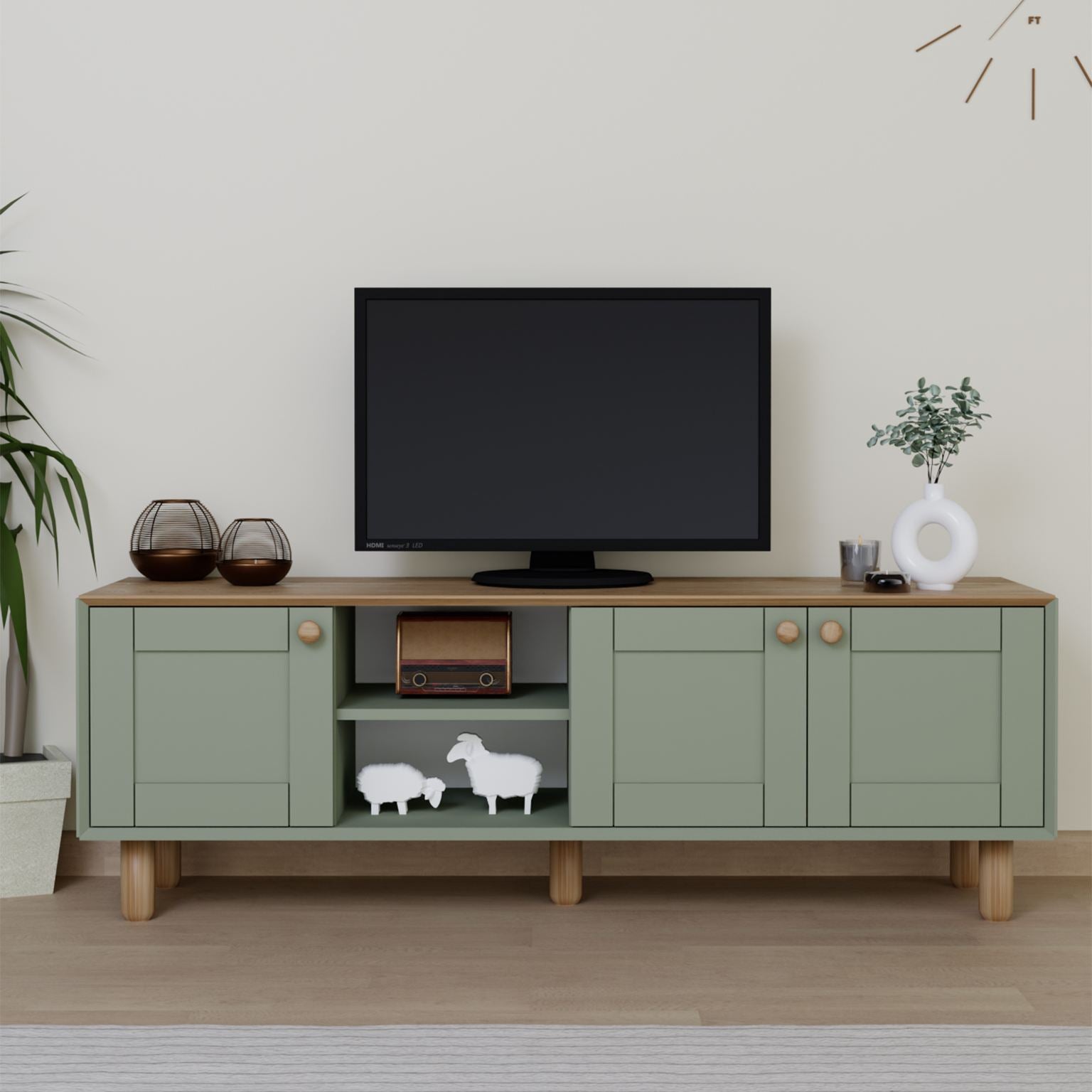 Móvel de TV – 160 cm x 56 cm x 40 cm – Verde – MDF