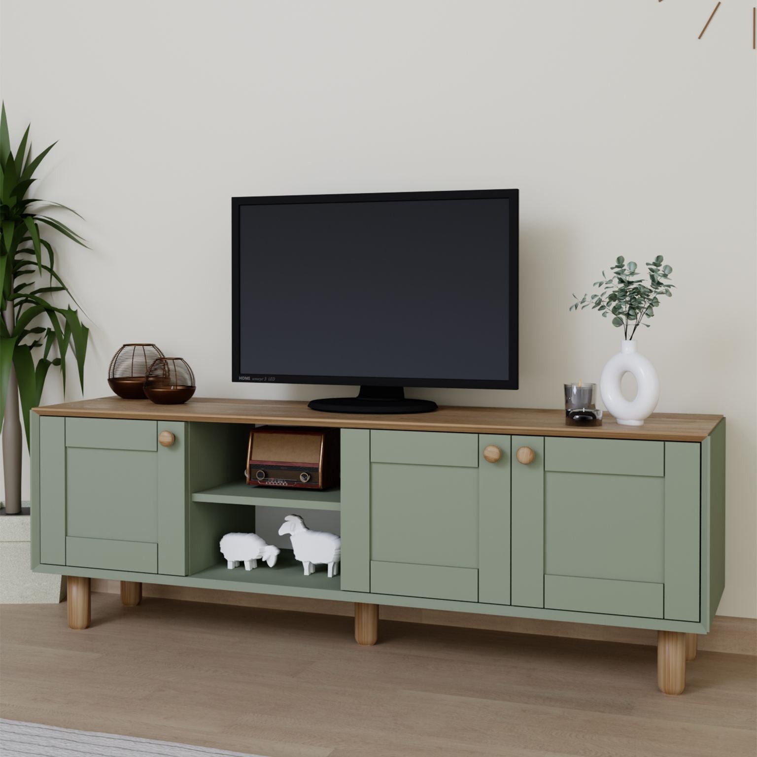 Móvel de TV – 160 cm x 56 cm x 40 cm – Verde – MDF