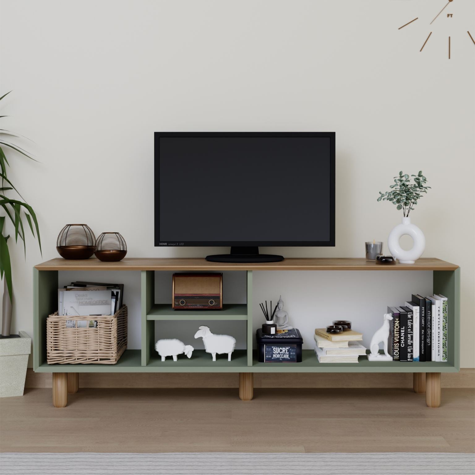 Móvel de TV – 160 cm x 56 cm x 40 cm – Verde – MDF