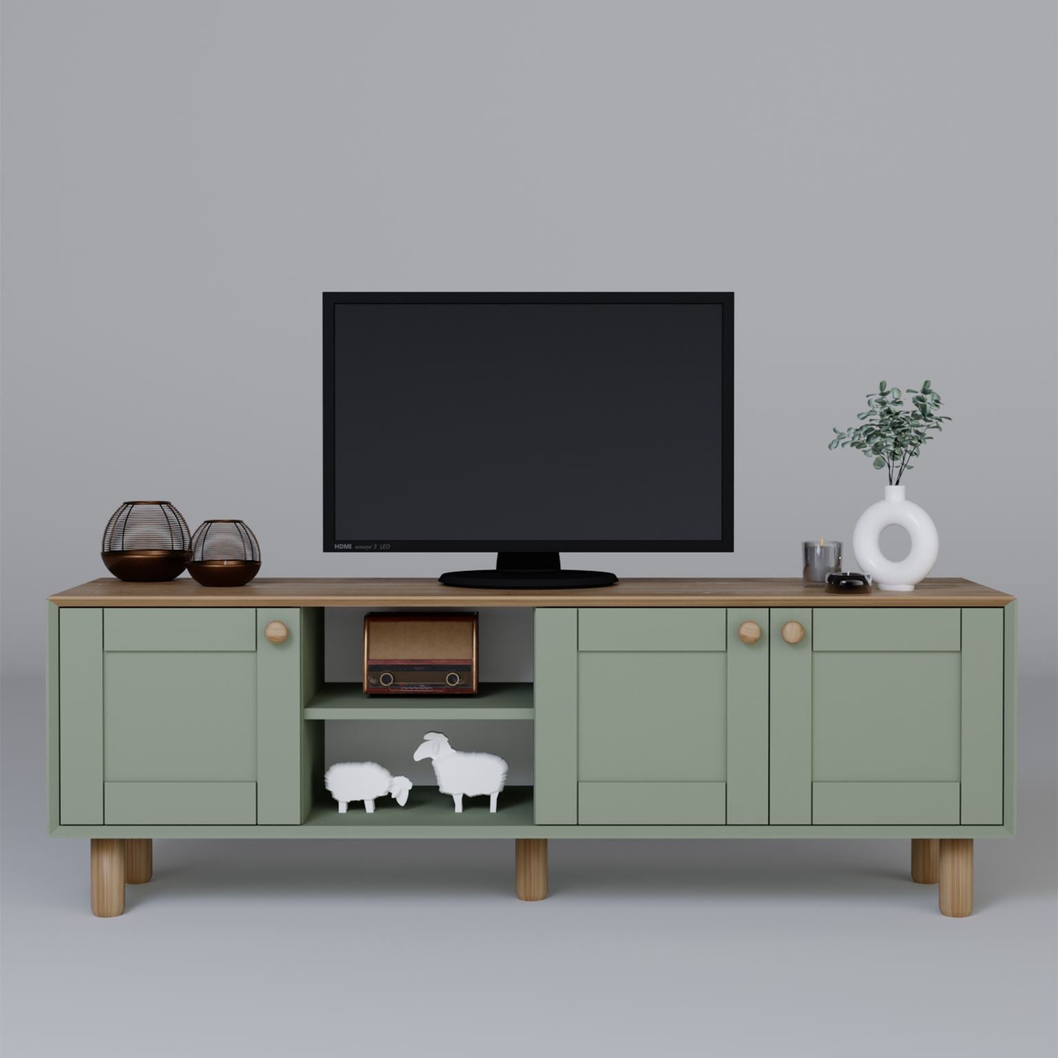 Móvel de TV – 160 cm x 56 cm x 40 cm – Verde – MDF