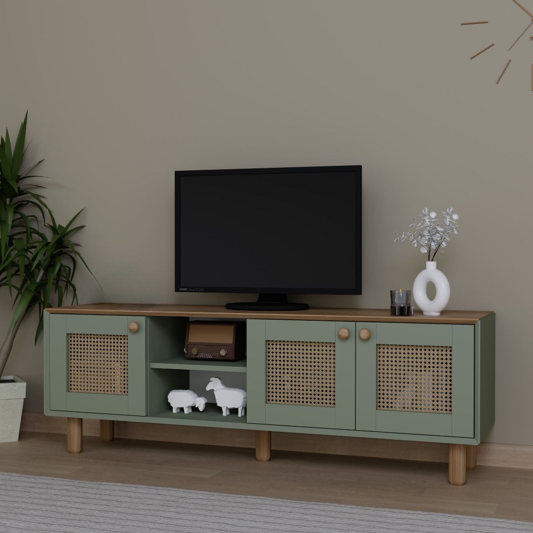 Móvel de TV – 160 cm x 56 cm x 40 cm – Verde – MDF