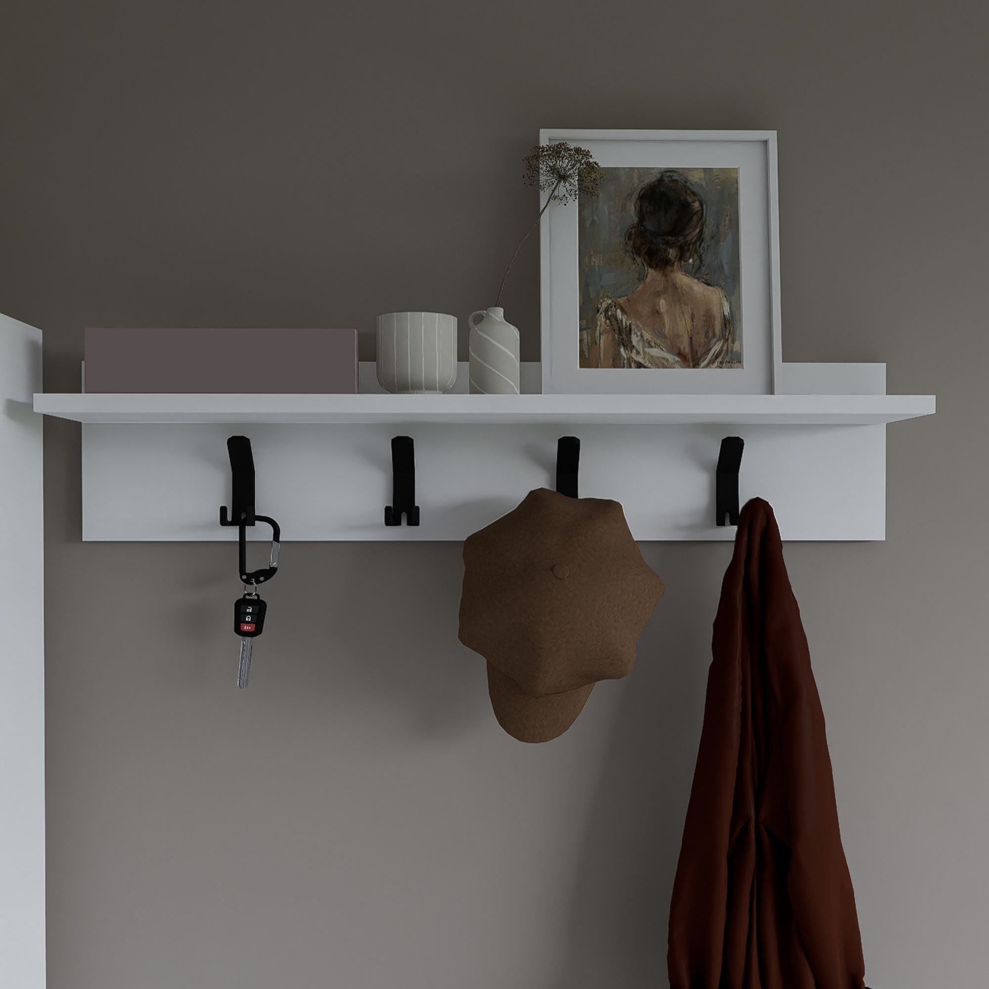 Cabide de Painel de Partículas Revestido de Melamina – 90 cm x 20 cm – Branco