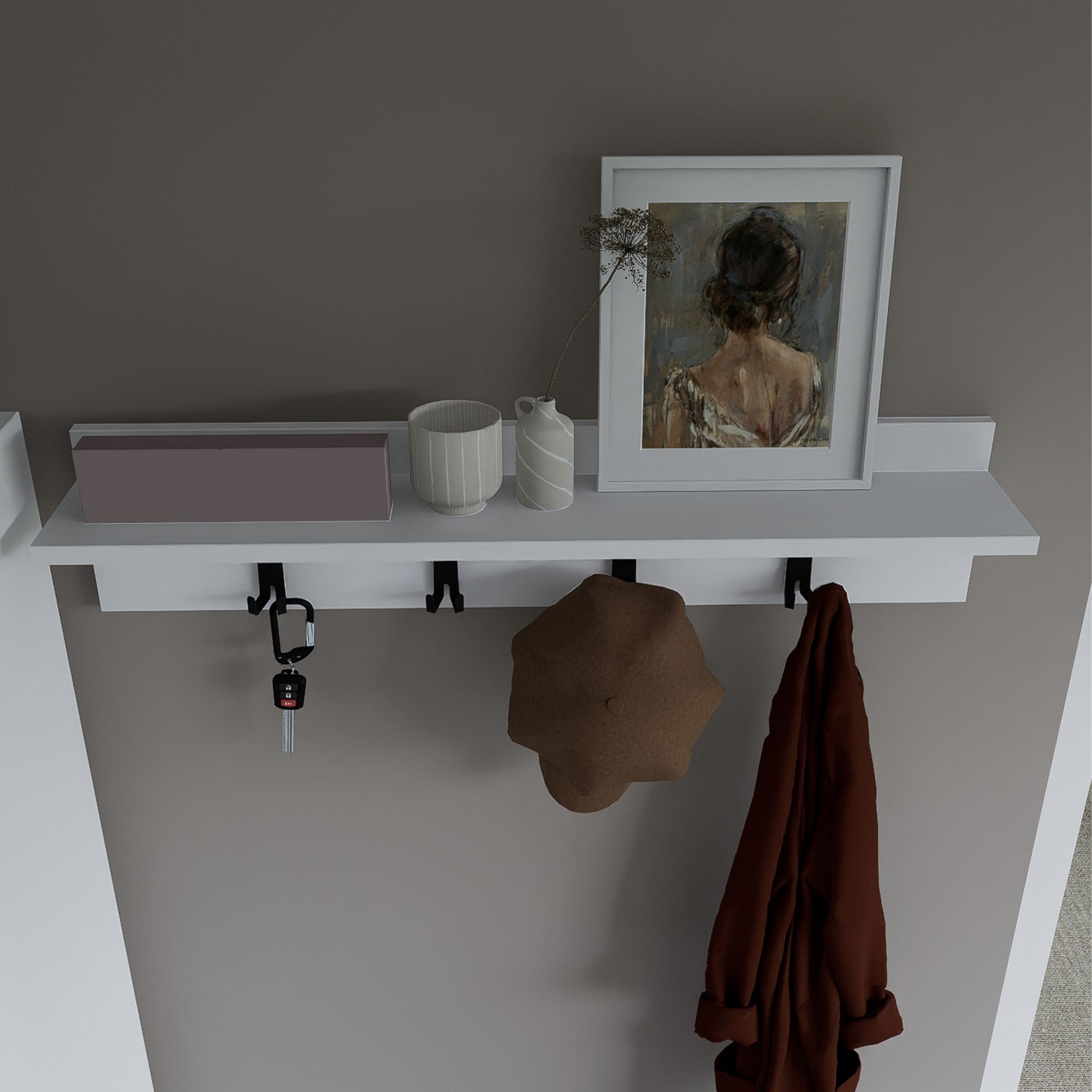 Cabide de Painel de Partículas Revestido de Melamina – 90 cm x 20 cm – Branco
