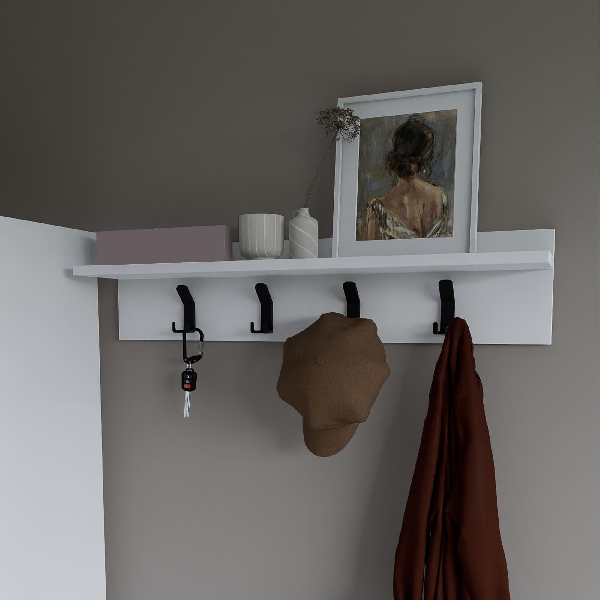Cabide de Painel de Partículas Revestido de Melamina – 90 cm x 20 cm – Branco