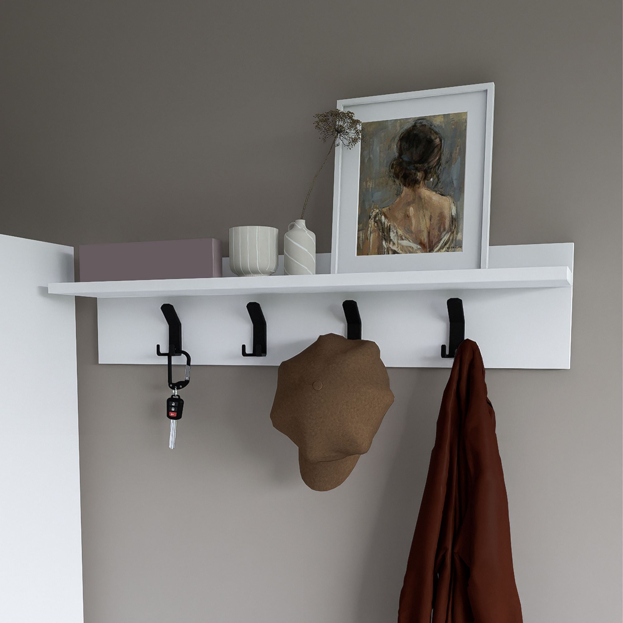 Cabide de Painel de Partículas Revestido de Melamina – 90 cm x 20 cm – Branco