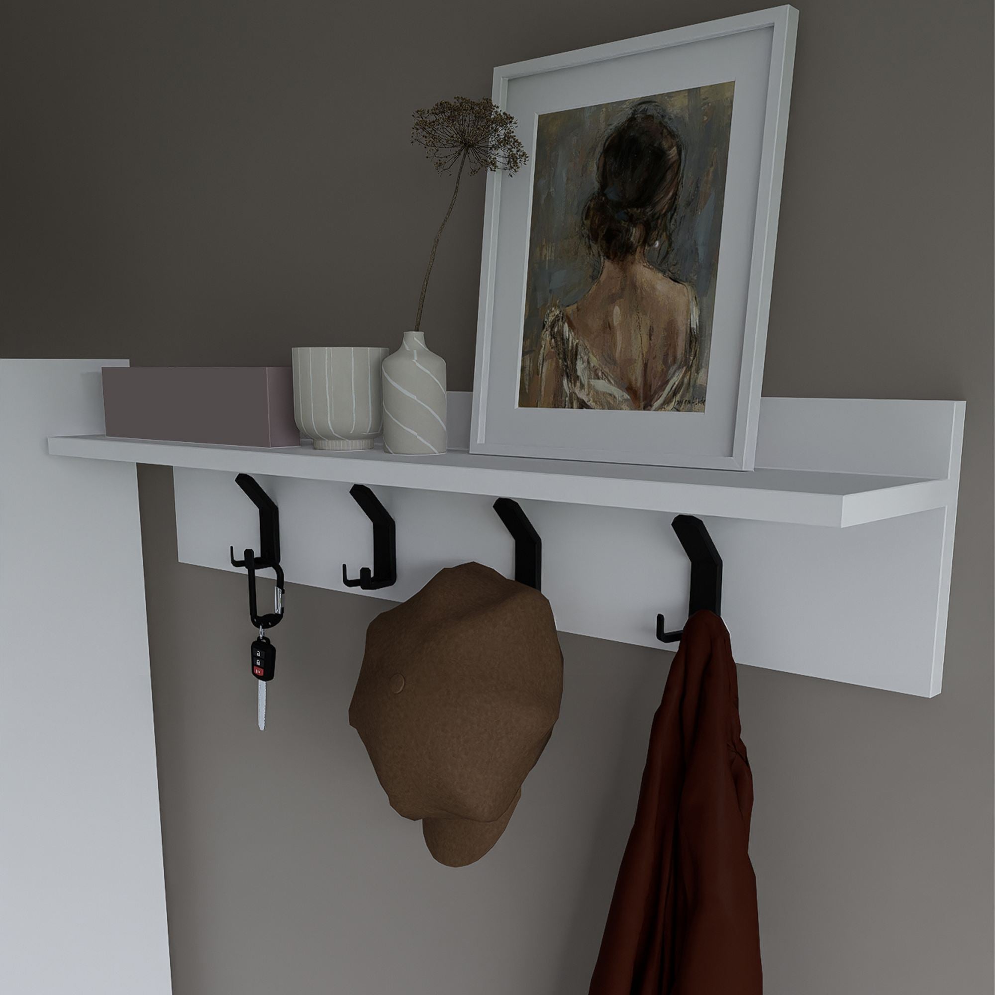 Cabide de Painel de Partículas Revestido de Melamina – 90 cm x 20 cm – Branco