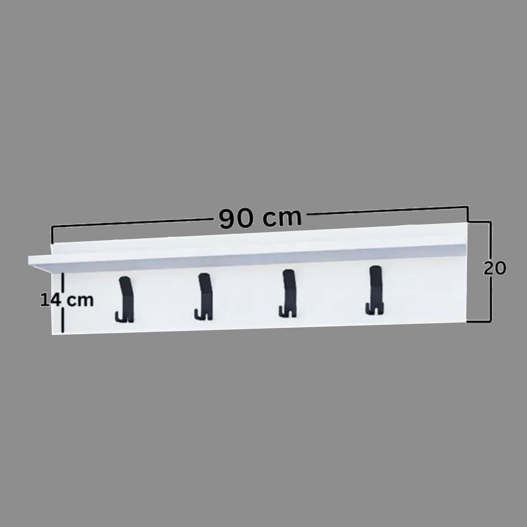 Cabide de Painel de Partículas Revestido de Melamina – 90 cm x 20 cm – Branco