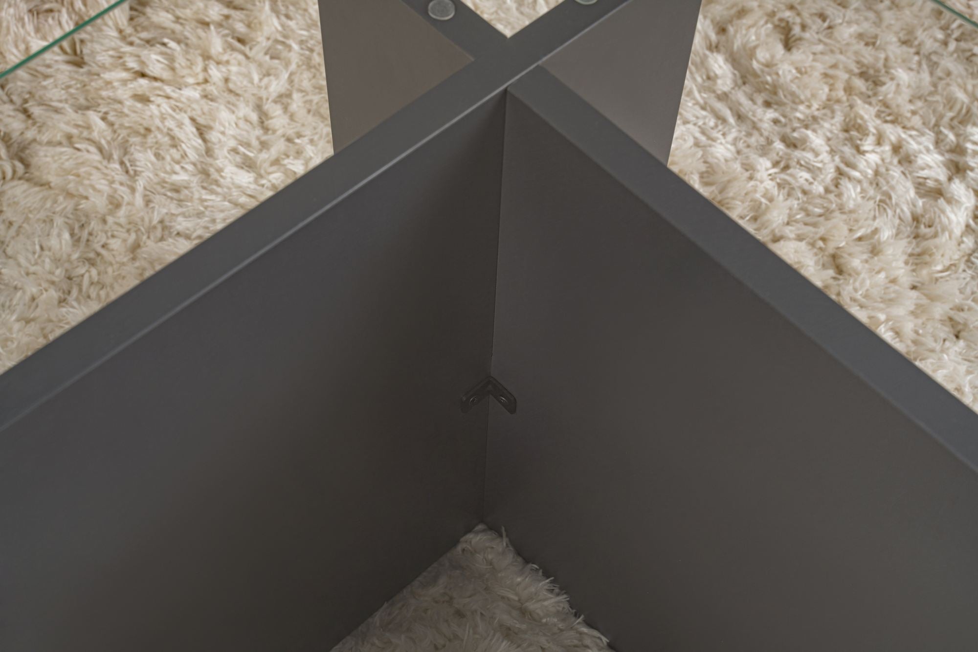 Mesa de Centro Elegante, Antracite, 105 x 40 x 65 cm | Tampo 100% Vidro Temperado, Estrutura 100% Aglomerado Revestido com Melamina, Design Durável e Moderno