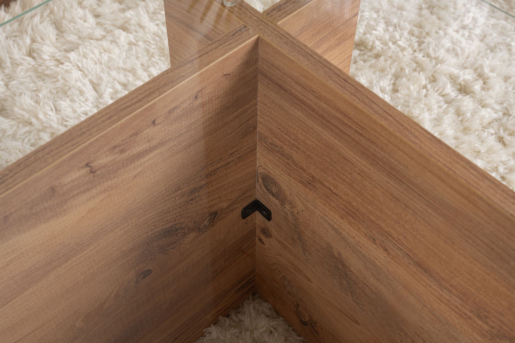 Mesa de Centro Elegante, Pinho Atlântico, 105 x 65 x 40 cm | Tampo 100% Vidro Temperado, 100% Aglomerado Revestido em Melamina, 18 mm de Espessura | Design Moderno para Sala de Estar