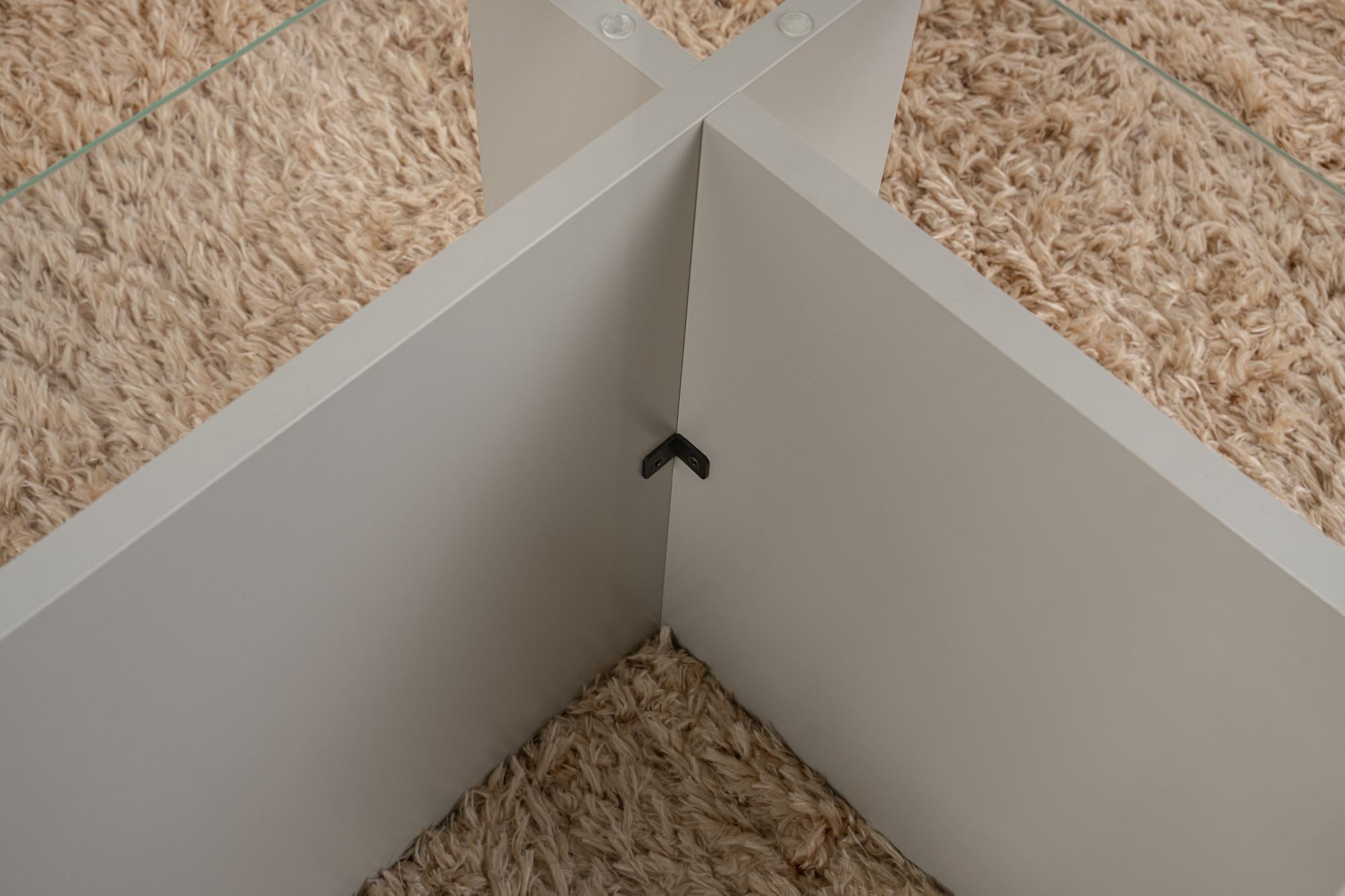 Mesa de Centro Cinza Elegante, 105 x 65 x 40 cm | Tampo 100% Vidro Temperado, Estrutura 100% Aglomerado Revestido em Melamina, 18 mm de Espessura | Design Moderno para Sala de Estar