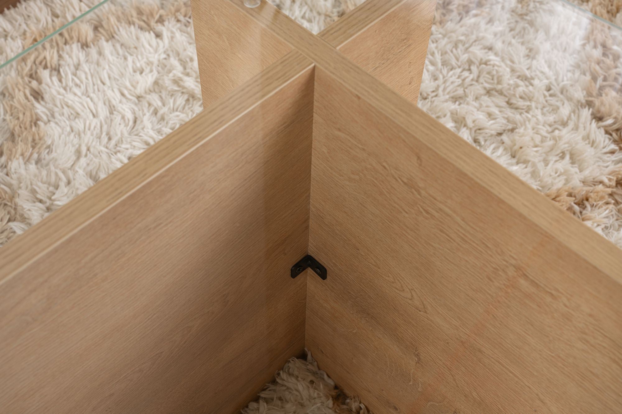 Mesa de Centro Elegante, Carvalho Mel, 105 x 65 x 40 cm | Tampo 100% Vidro Temperado, Estrutura com Revestimento em Melamina de 18 mm | Perfeita para Salas de Estar Modernas