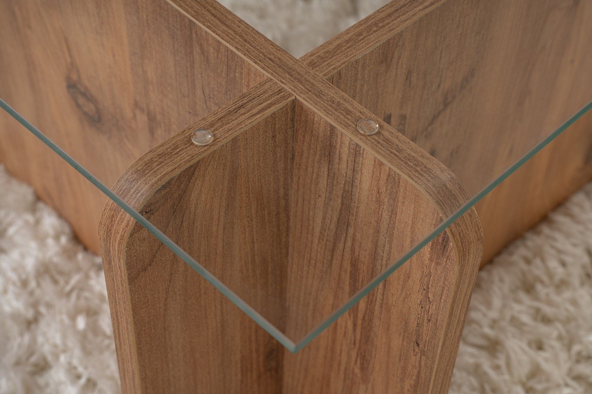 Mesa de Centro Elegante, Pinho Atlântico, 105 x 30 x 65 cm | Tampo 100% Vidro Temperado, Estrutura com Revestimento em Melamina de 18 mm de Espessura | Perfeita para Espaços Modernos