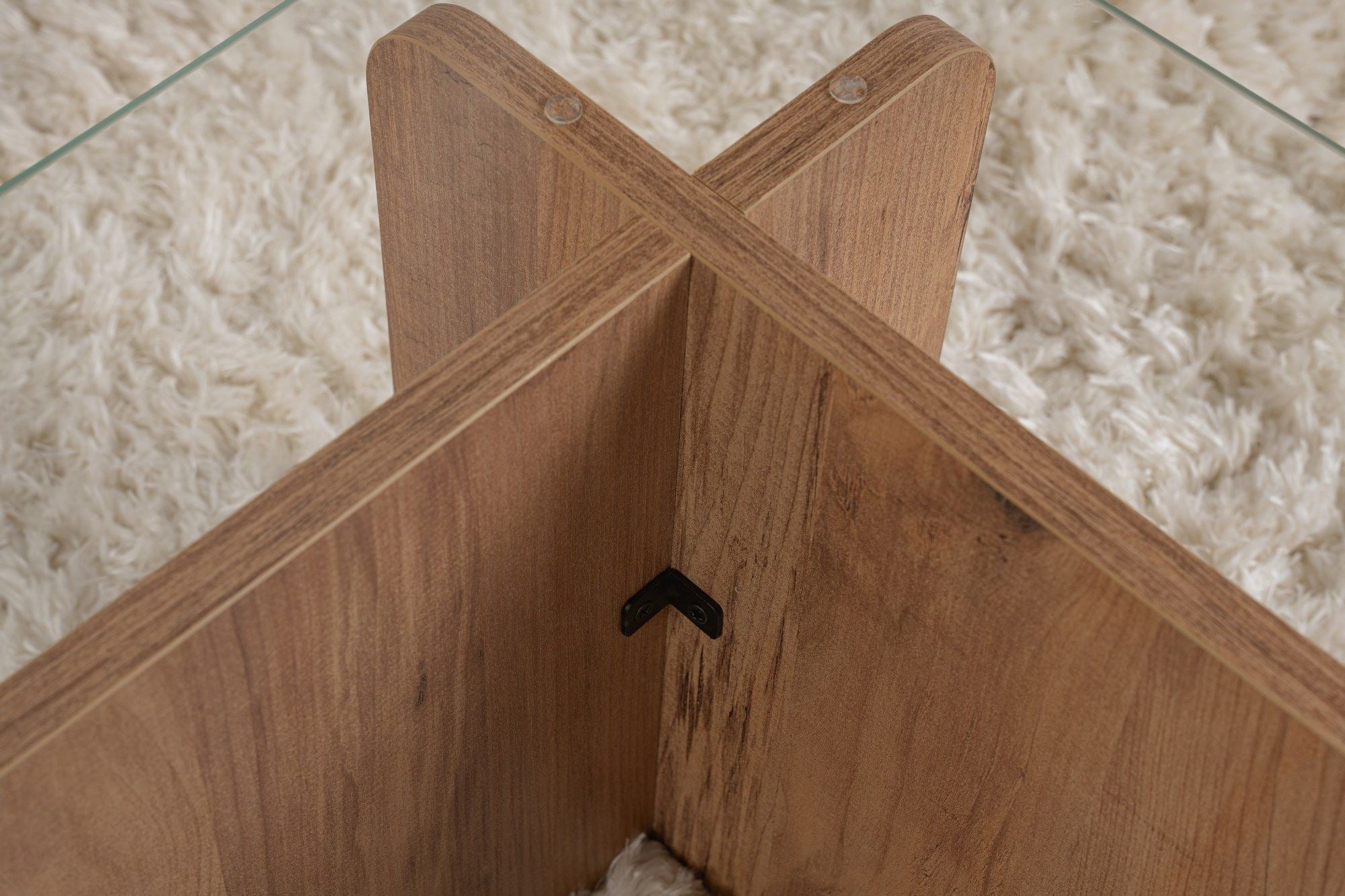 Mesa de Centro Elegante, Pinho Atlântico, 105 x 30 x 65 cm | Tampo 100% Vidro Temperado, Estrutura com Revestimento em Melamina de 18 mm de Espessura | Perfeita para Espaços Modernos