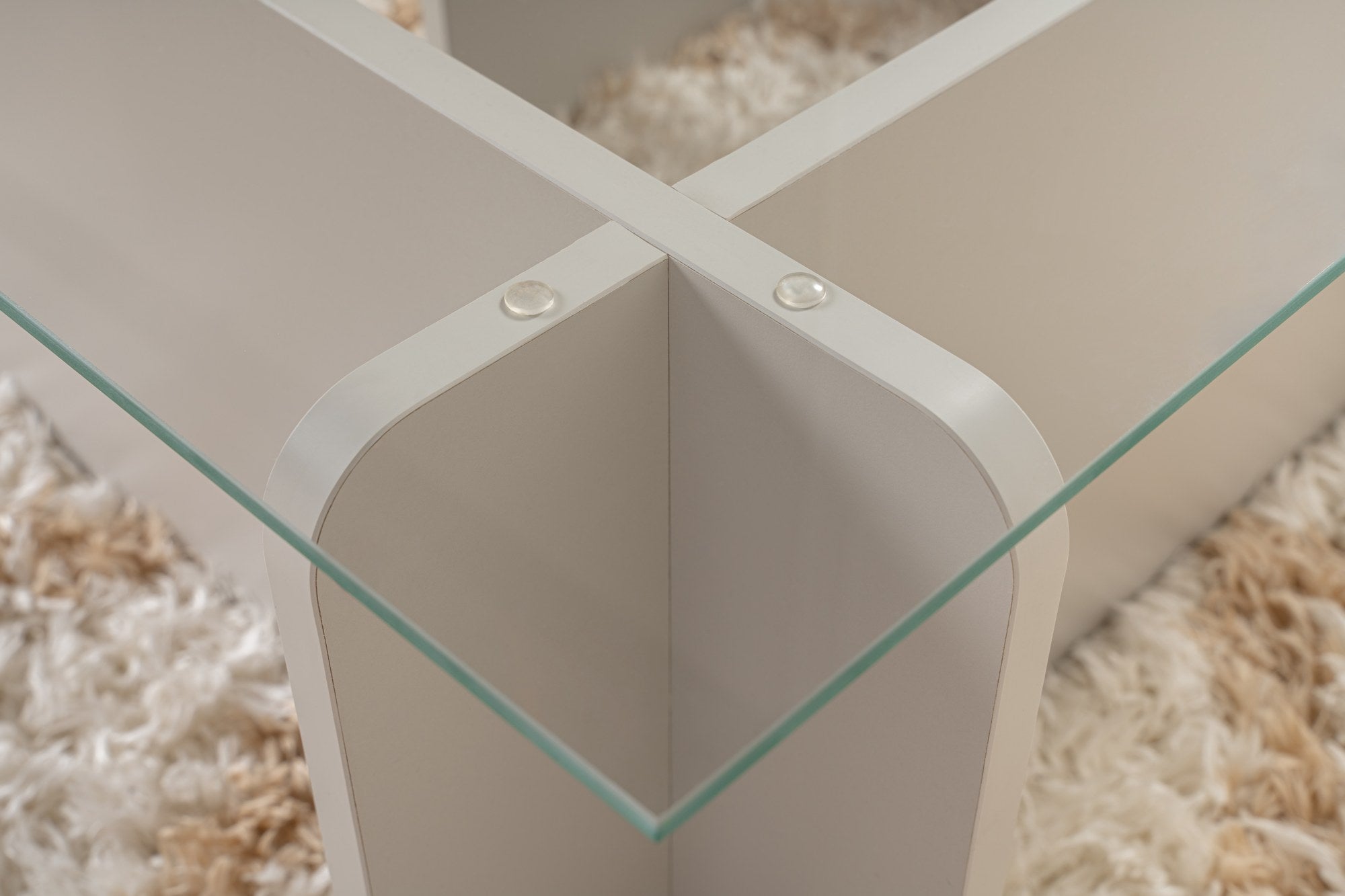 Mesa de Centro Cinza Elegante, 105 x 30 x 65 cm | Tampo 100% Vidro Temperado, Estrutura 100% Aglomerado Revestido em Melamina, 18 mm de Espessura | Design Moderno para Sala de Estar