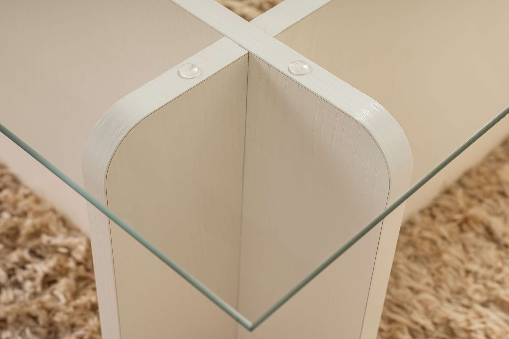 Mesa de Centro Elegante, 105 cm x 30 cm x 65 cm | Tampo 100% Vidro Temperado, Estrutura 100% Aglomerado Revestido com Melamina | Acabamento Branco Elegante para Espaços Modernos