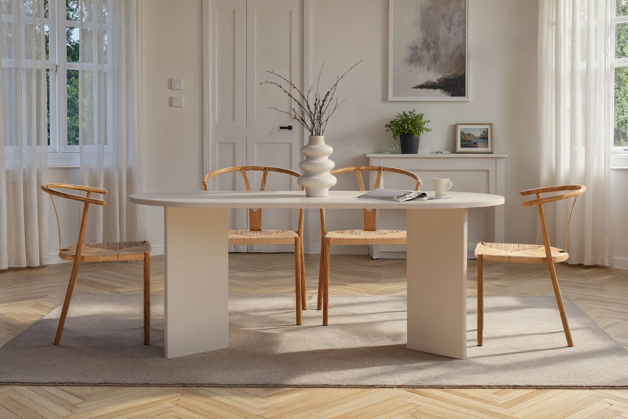 Mesa de Jantar – 180 cm x 75 cm x 89,5 cm – Branco Madeira – Aglomerado