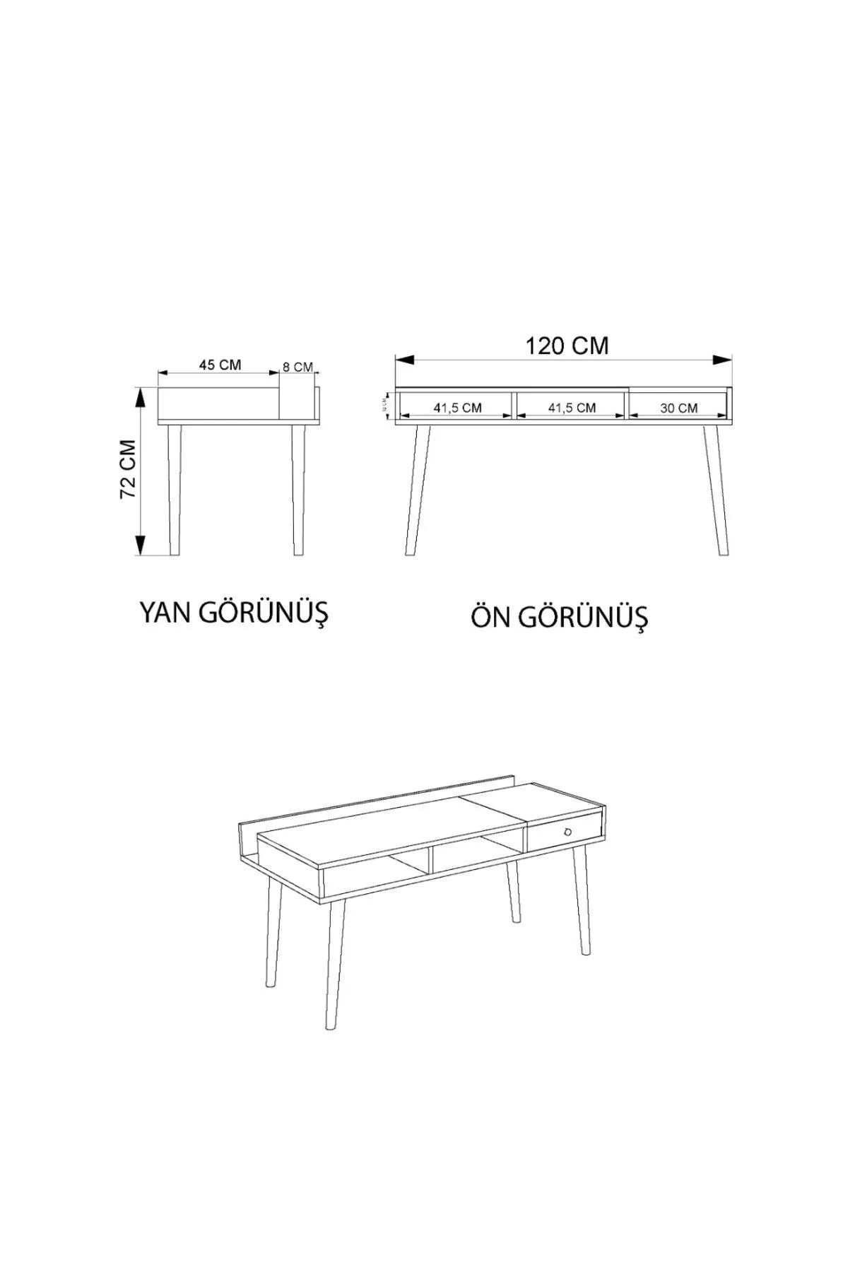 Secretária de Estudo – 120 cm x 72 cm x 53 cm – Branco e Carvalho – Aglomerado revestido a melamina