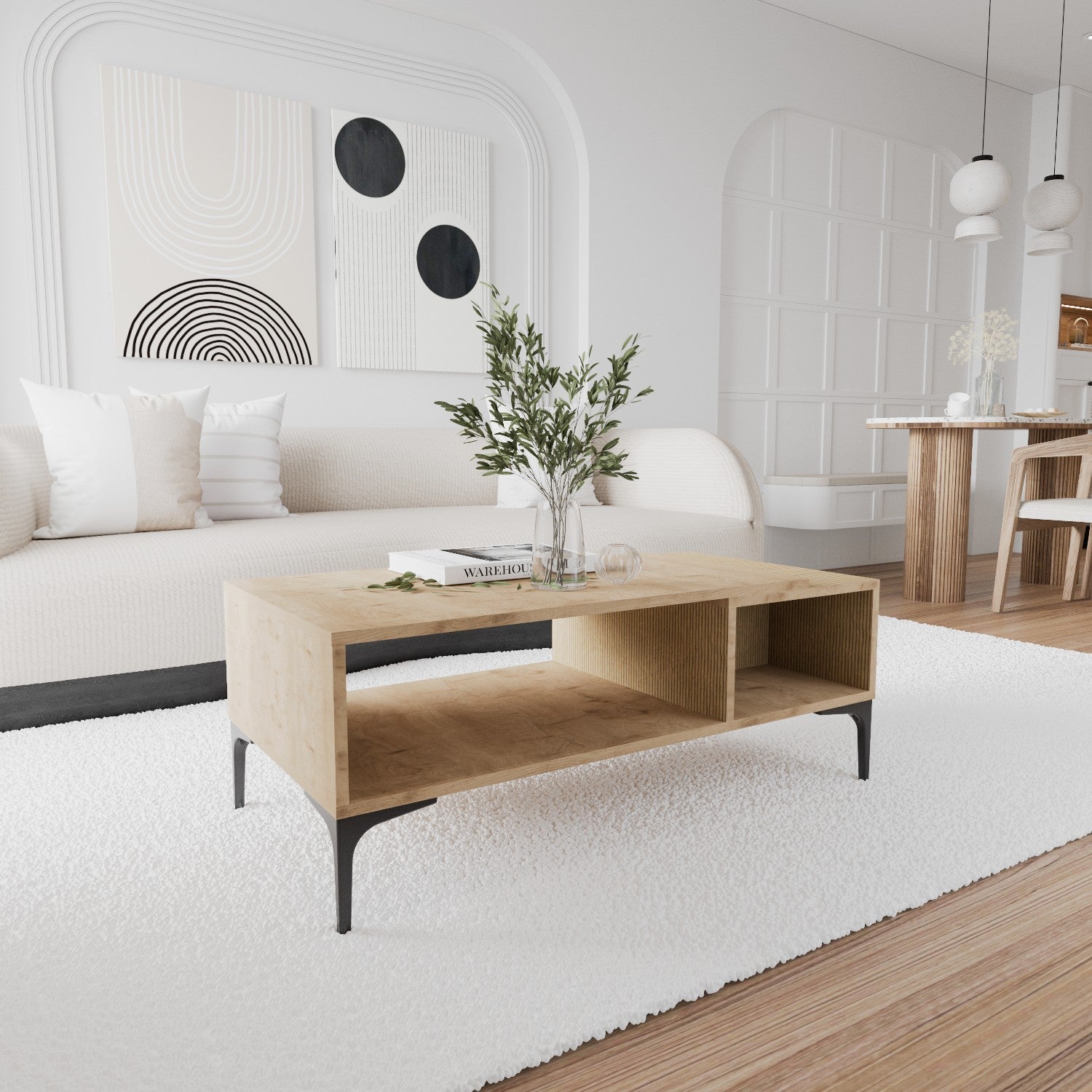 Mesa de Centro – 90 cm x 39 cm x 50 cm – Carvalho – Aglomerado revestido a melamina