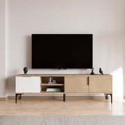 Móvel de TV – 180 x 49 x 33 cm – Branco e Carvalho – Aglomerado