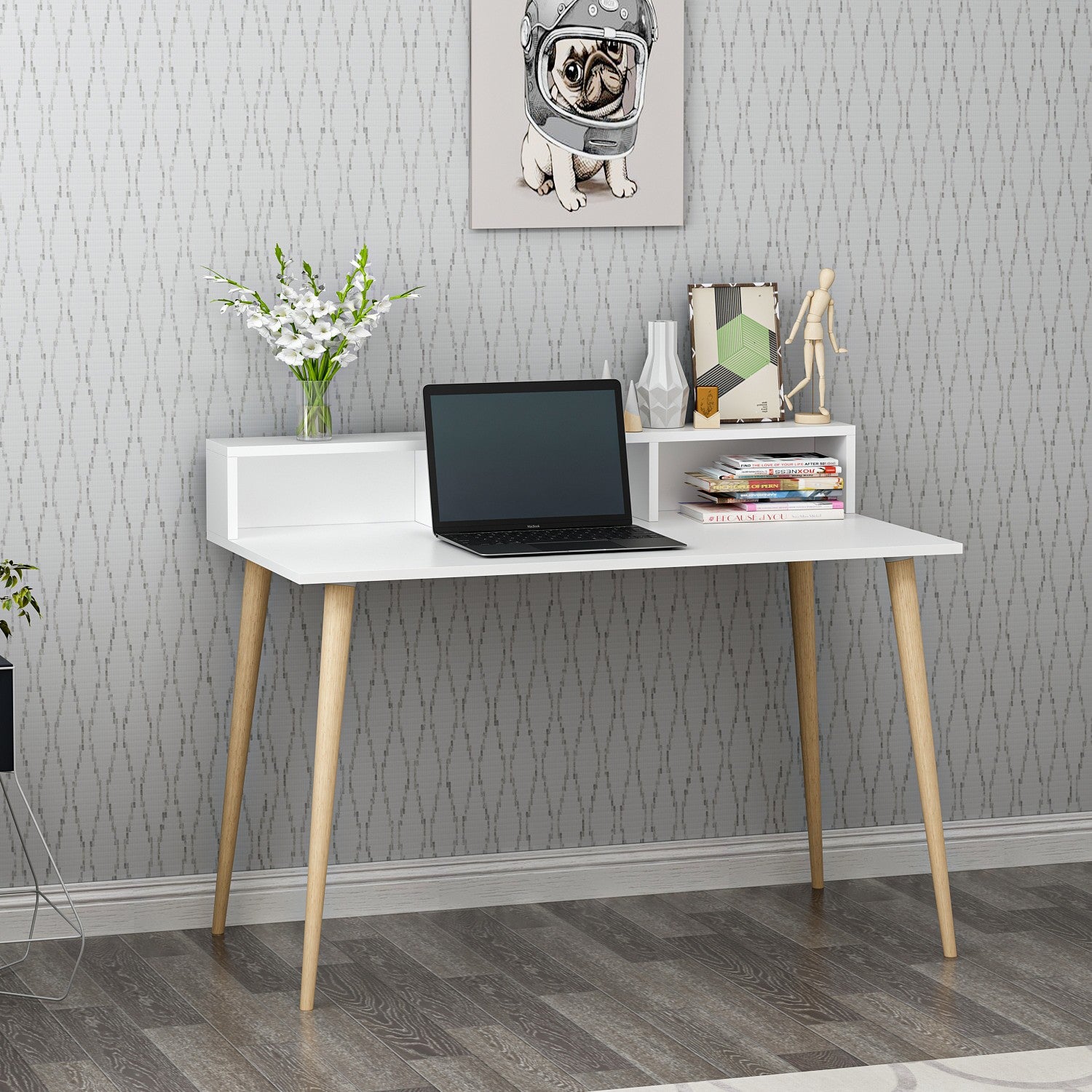Secretária de Estudo – 120 cm x 60 cm x 75 cm – Branco – Painel de Partículas Revestido a Melamina