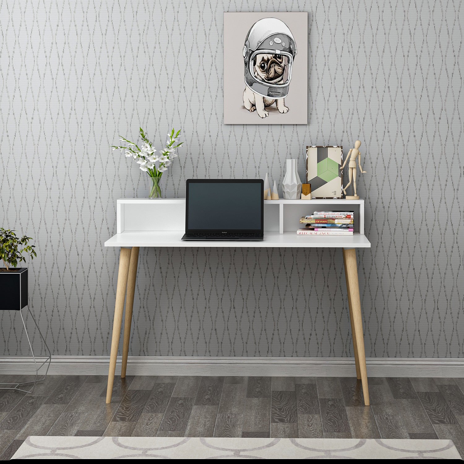 Secretária de Estudo – 120 cm x 60 cm x 75 cm – Branco – Painel de Partículas Revestido a Melamina