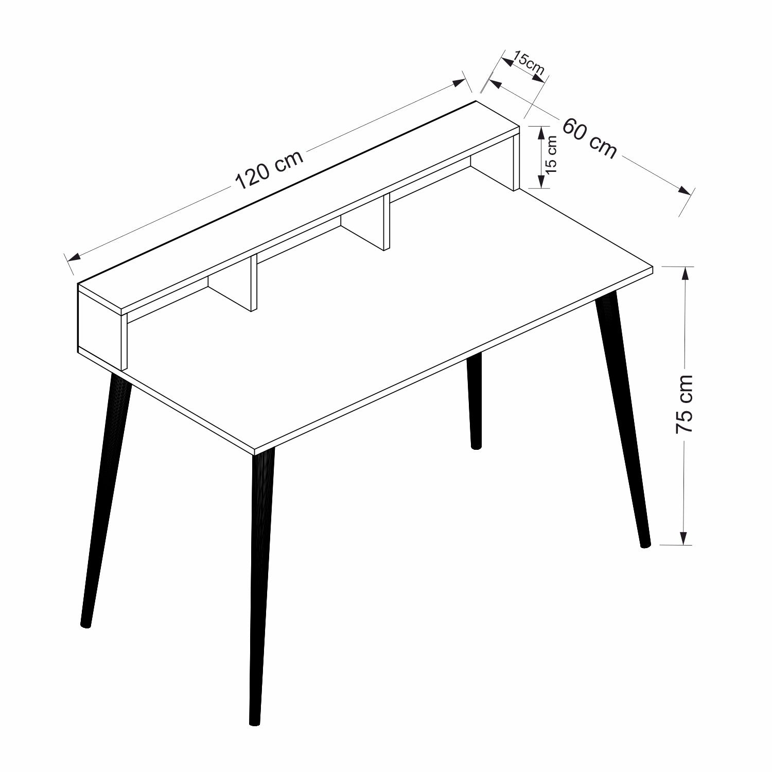 Secretária de Estudo – 120 cm x 60 cm x 75 cm – Branco – Painel de Partículas Revestido a Melamina