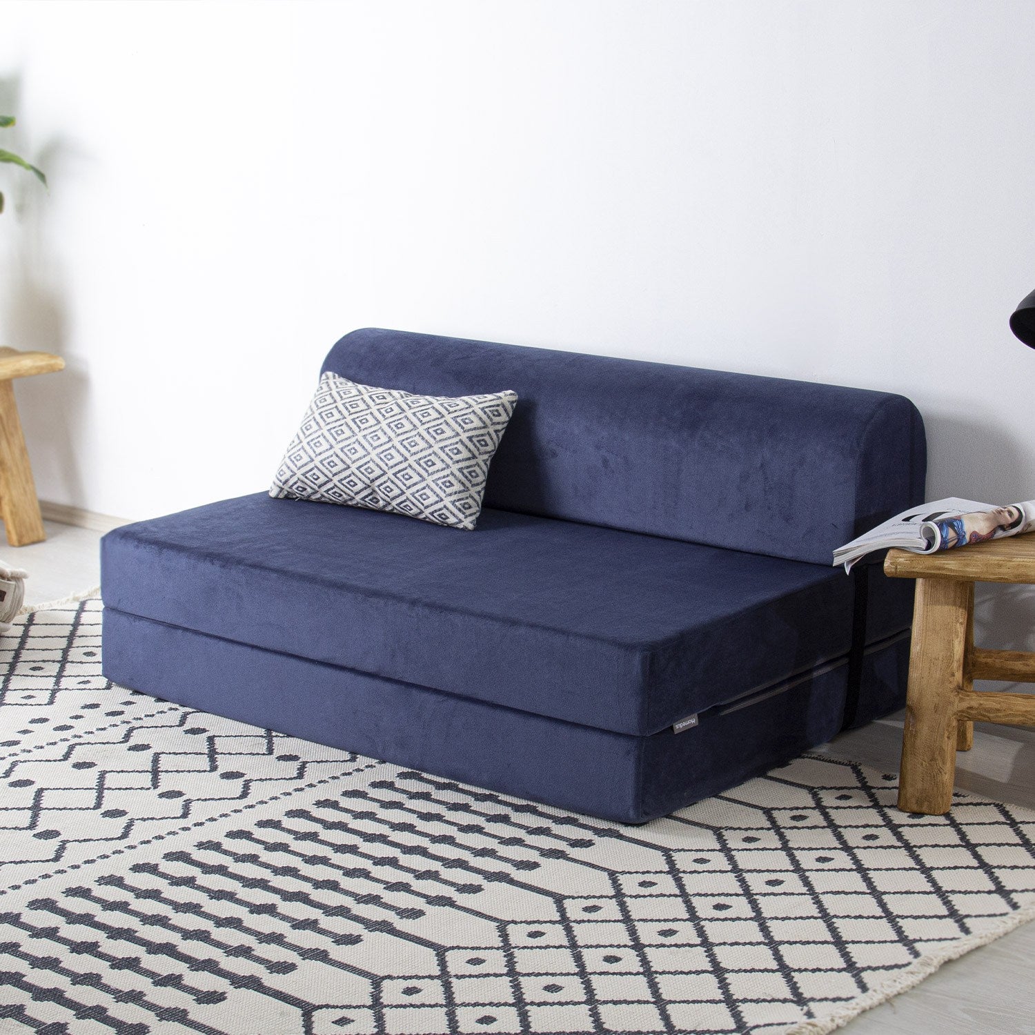 Sofá-Cama Magic Blue 2 Lugares - Veludo Premium Azul
