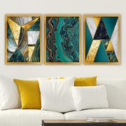 Conjunto elegante de pinturas decorativas emolduradas (3 peças), 35 x 45 cm | 100% MDF, 2 cm de espessura, moldura de plástico durável | Perfeito para decoração de casa e espaços modernos