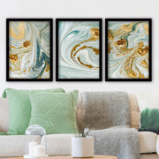Pinturas Decorativas Elegantes em Moldura (3 Peças), 35 x 45 cm | 100% MDF, 2 cm de Espessura | Arte de Parede Elegante para Decoração de Casa e Escritório, Artista Anônimo