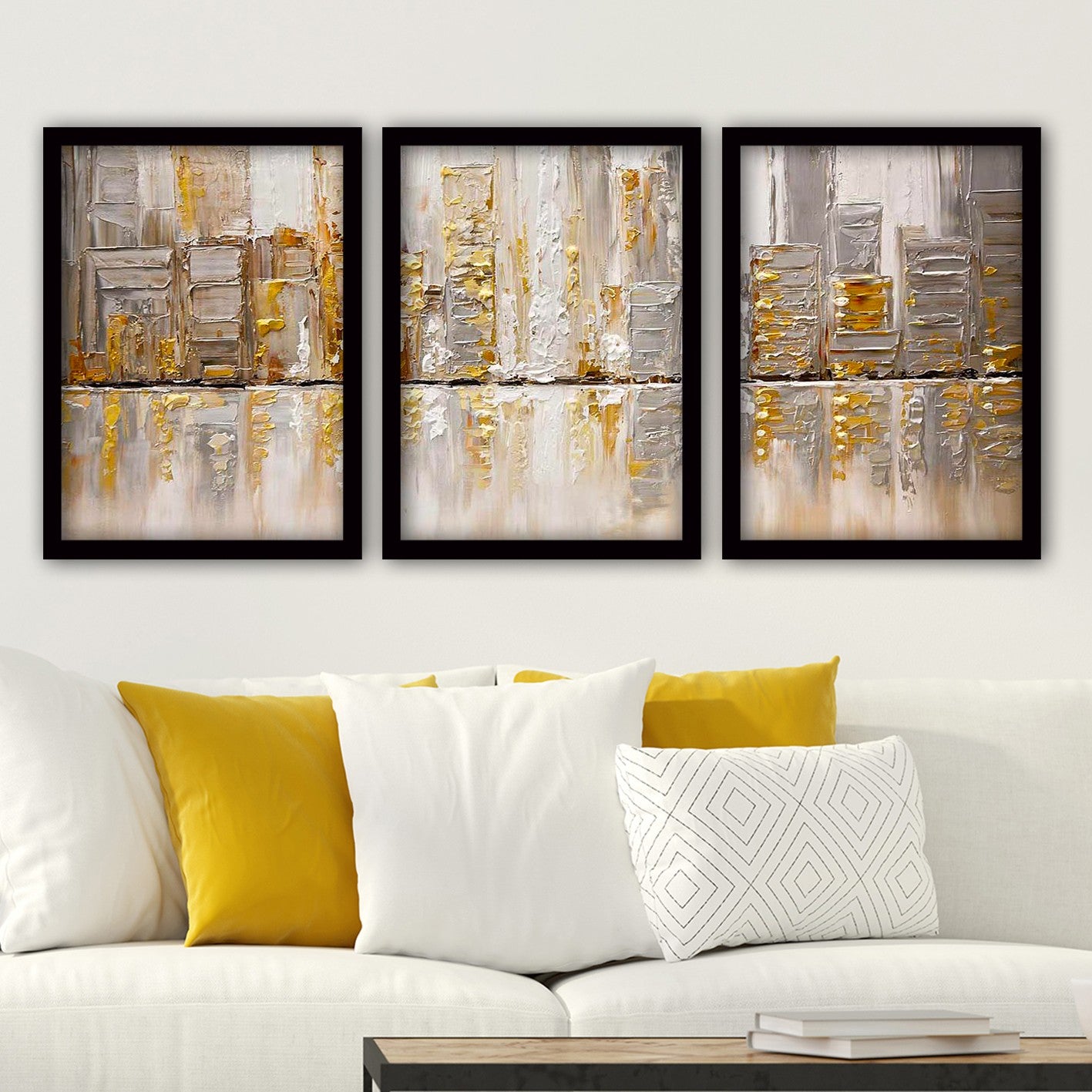 Pinturas Decorativas Elegantes em Moldura (3 Peças), 35 x 45 cm | 100% MDF, 2 cm de Espessura | Arte de Parede Elegante para Decoração de Casa e Escritório, Artista Anônimo