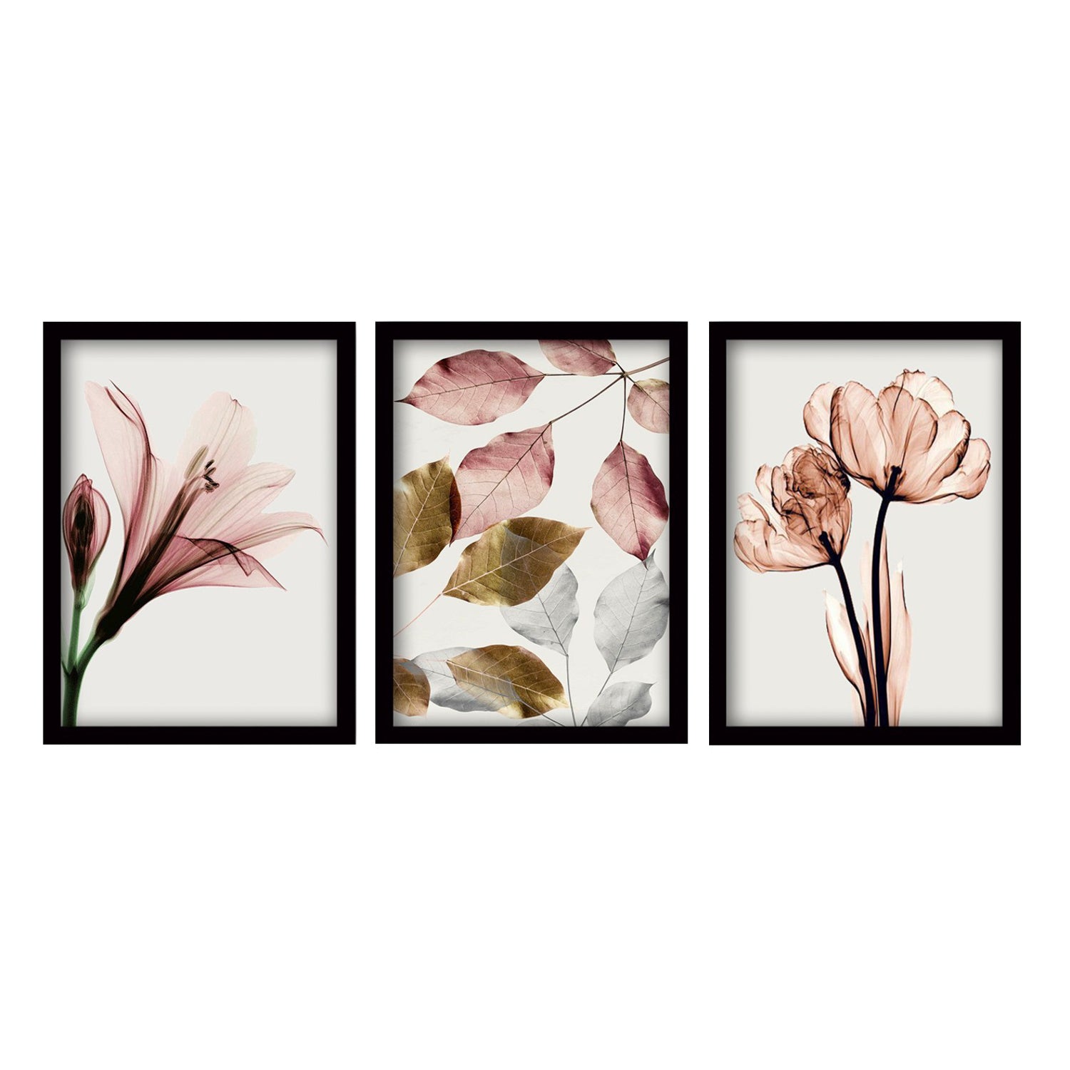 Pinturas Decorativas Elegantes em Moldura (3 Peças), 35 x 45 cm | 100% MDF, 2 cm de Espessura | Arte de Parede Elegante para Decoração de Casa e Escritório, Artista Anônimo
