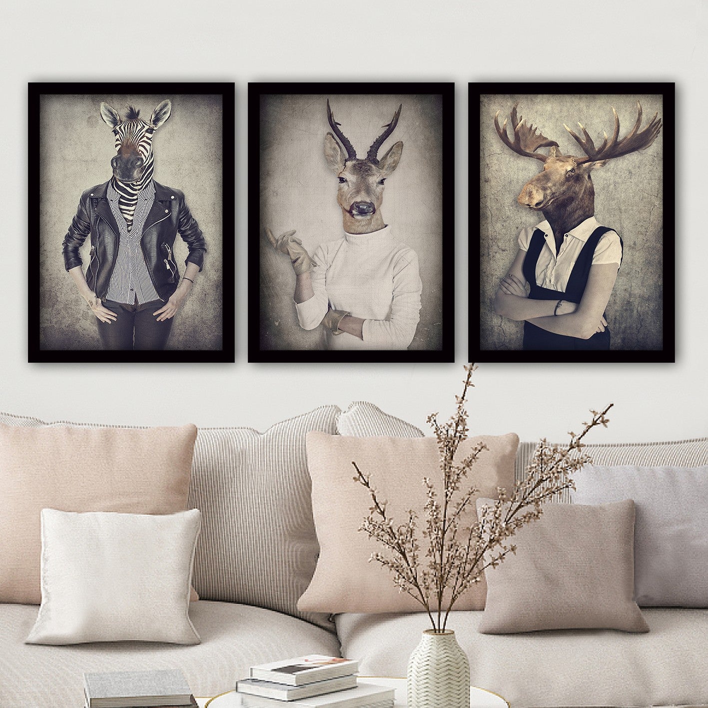 Pinturas Decorativas Elegantes em Moldura (3 Peças), 35 x 45 cm | 100% MDF, 2 cm de Espessura | Arte de Parede Elegante para Decoração de Casa e Escritório, Artista Anônimo