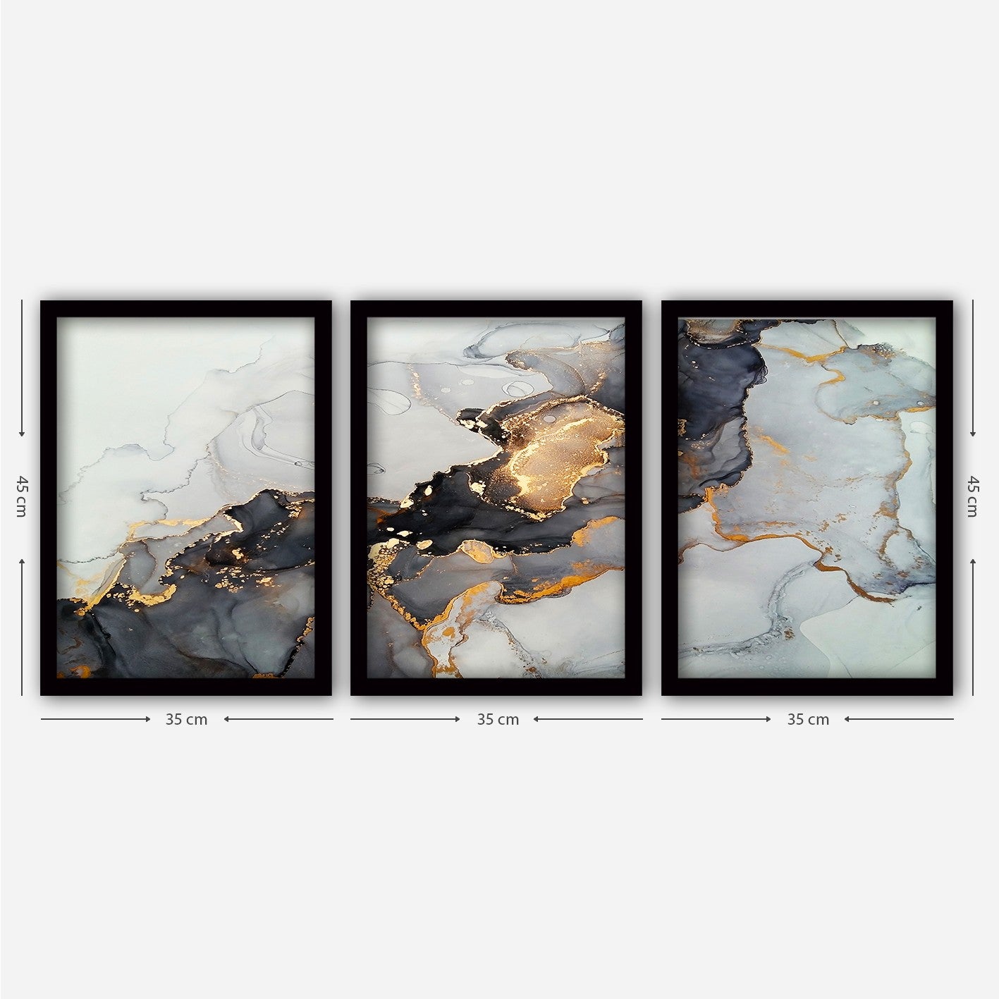 Pinturas Decorativas Elegantes em Moldura (3 Peças), 35 x 45 cm | 100% MDF, 2 cm de Espessura | Arte de Parede Elegante para Decoração de Casa e Escritório, Artista Anônimo