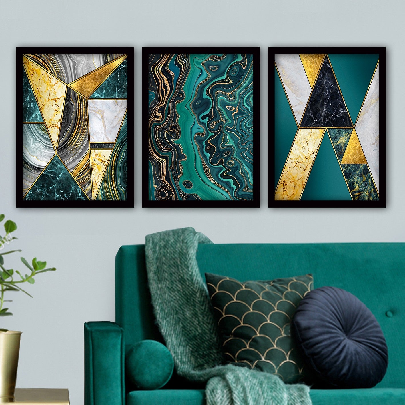 Pinturas Decorativas Elegantes em Moldura (3 Peças), 35 x 45 cm | 100% MDF, 2 cm de Espessura | Arte de Parede Elegante para Decoração de Casa e Escritório, Artista Anônimo