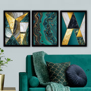 Pinturas Decorativas Elegantes em Moldura (3 Peças), 35 x 45 cm | 100% MDF, 2 cm de Espessura | Arte de Parede Elegante para Decoração de Casa e Escritório, Artista Anônimo