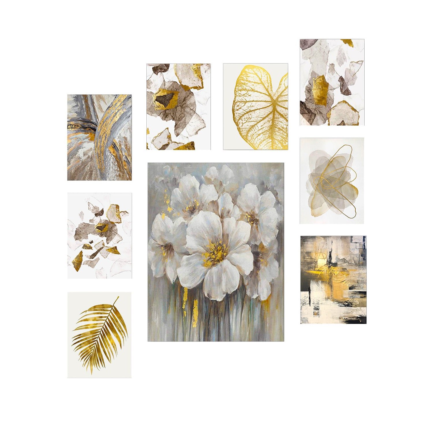 Pinturas Decorativas Elegantes em MDF (9 Peças), 100% MDF, 3 mm de Espessura | 20 x 15 cm (8 peças) e 30 x 40 cm (1 peça) | Perfeitas para Amantes de Decoração e Arte