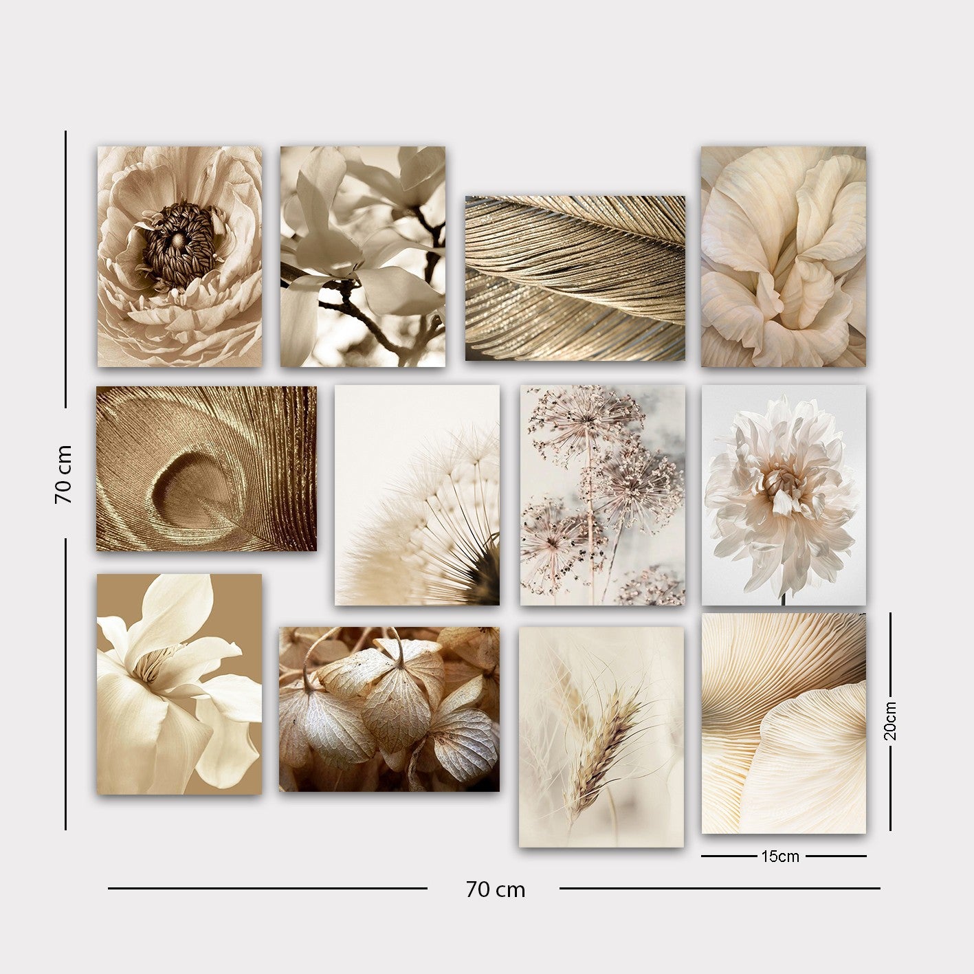 Conjunto de 12 pinturas decorativas em MDF, 20 x 15 cm | 100% MDF, 3 mm de espessura | Arte única para decoração de casa, toque de elegância para qualquer ambiente