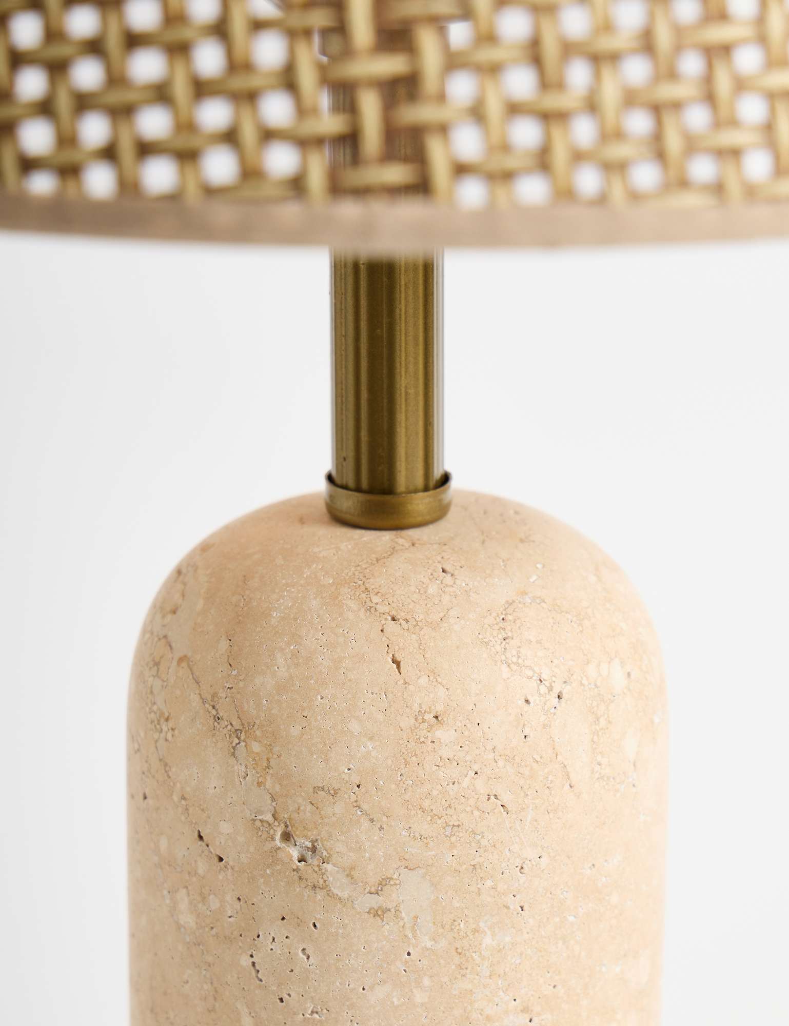 Candeeiro de Mesa – 48 cm – Marrom e Bege – Travertino e Vime