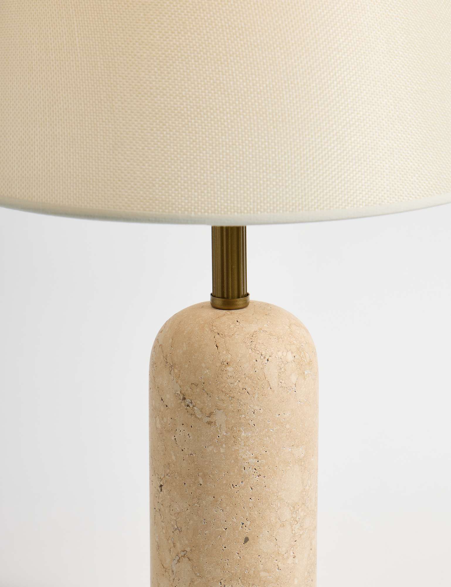 Candeeiro de Mesa de Travertino – Ø30 h:20 cm – Creme e Bege