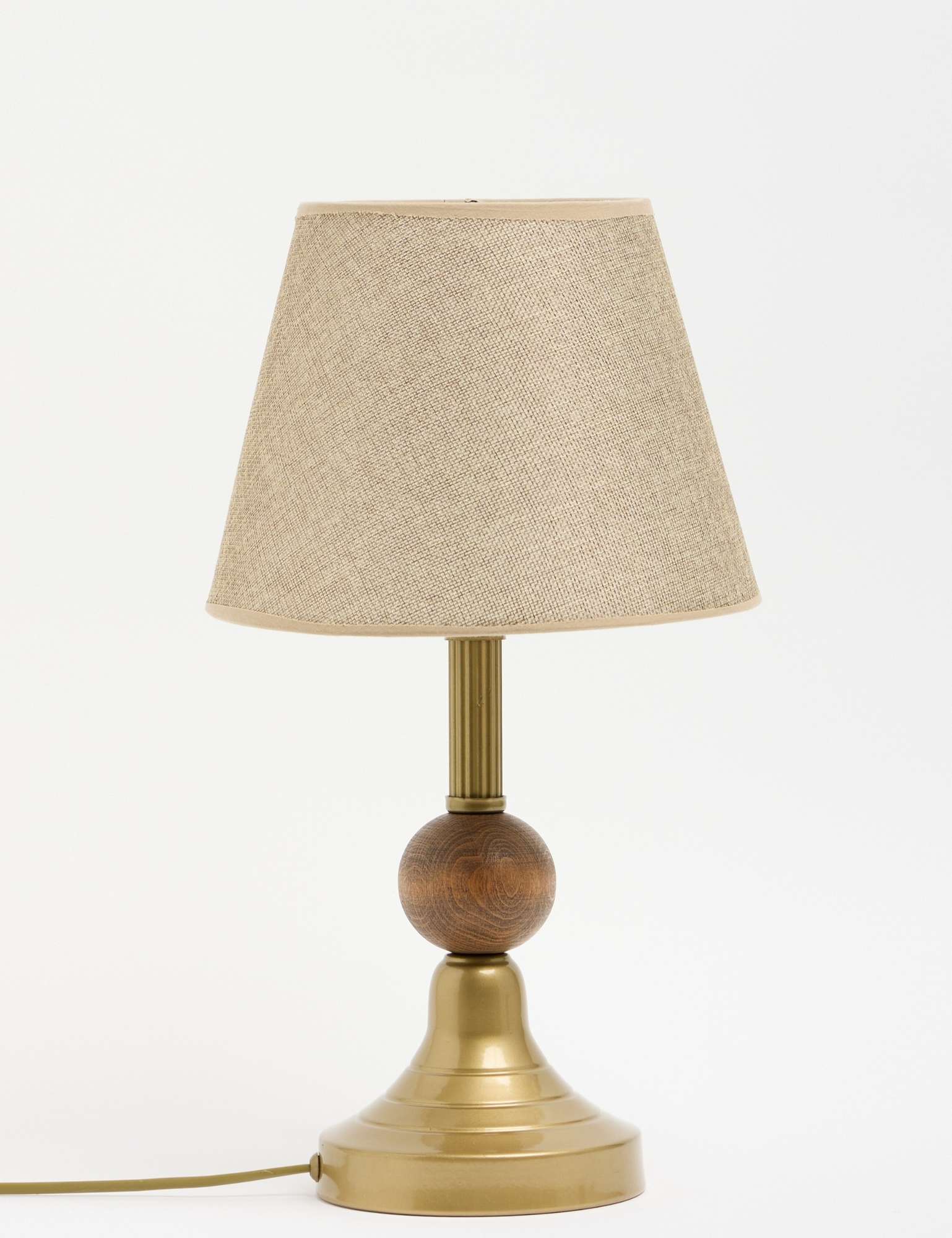 Candeeiro de Mesa – 43 cm – Bege – Metal com Tecido