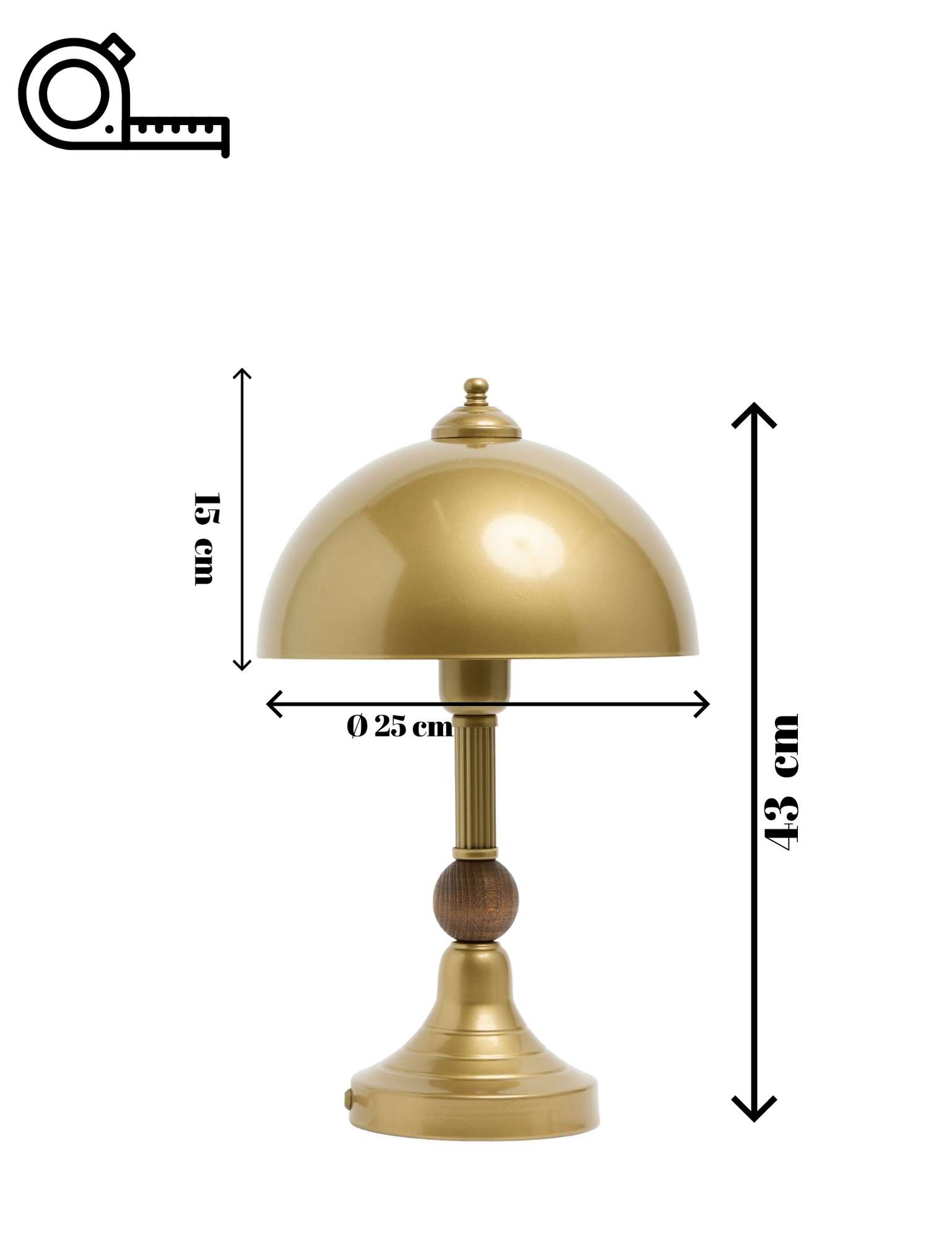 Candeeiro de Mesa de Metal – Ø25 cm – Cor de Antiguidade