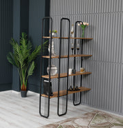 Estante de livros – 125cm x 180cm x 28cm – Preto e Pinho Atlântico – Painéis de partículas revestidos a melamina