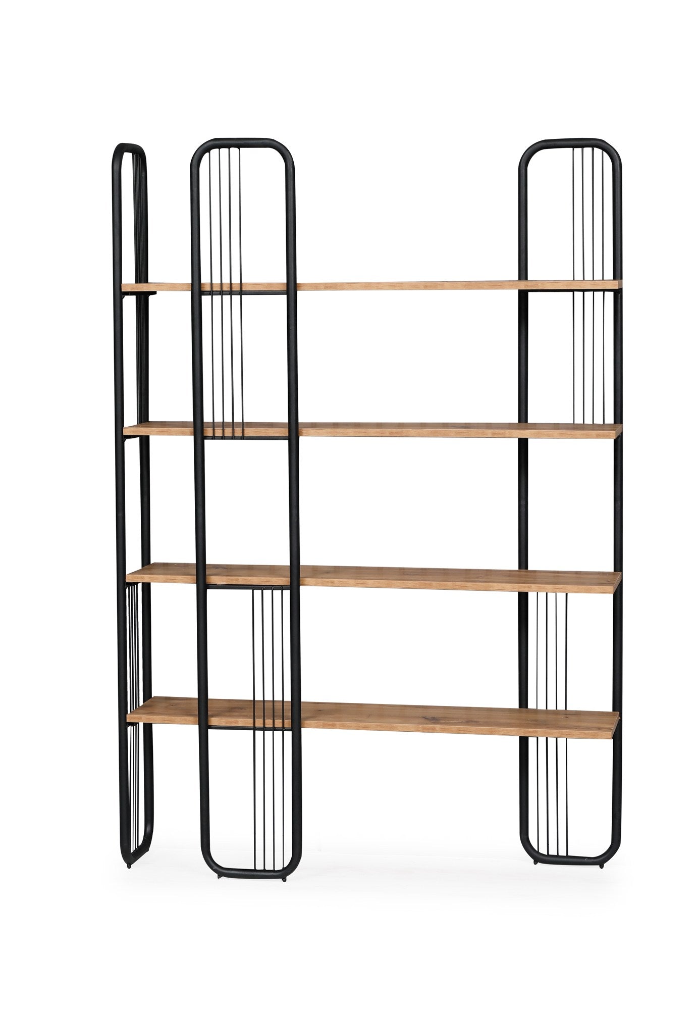 Estante de livros – 125cm x 180cm x 28cm – Preto e Pinho Atlântico – Painéis de partículas revestidos a melamina