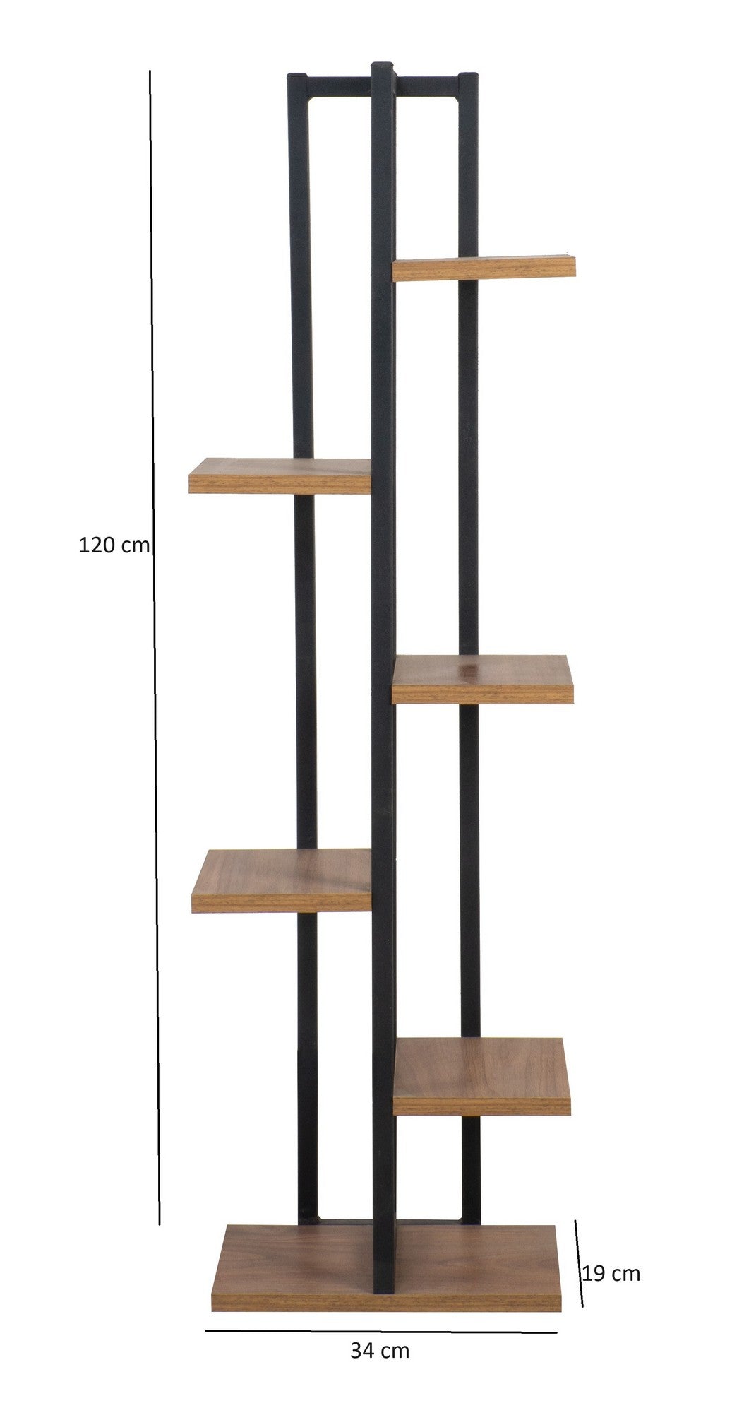 Estante de livros – 34 cm x 120 cm x 19 cm – Preto – Aglomerado e Metal