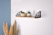 Prateleira de parede – 60cm x 20cm x 14cm – Castanho e Preto – Painéis de partículas e metal